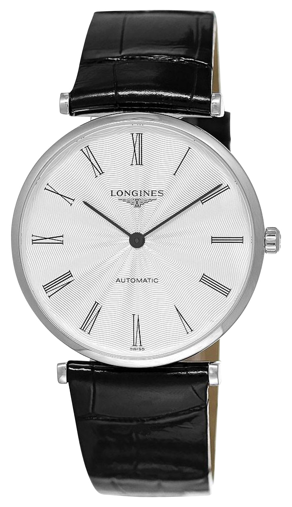 Longines La Grande Classique Automatic Stainless Steel Silver Dial Black Leather Strap Unisex Watch L4.908.4.71.2