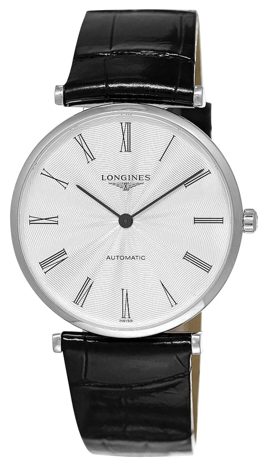 Longines La Grande Classique Automatic Stainless Steel Silver Dial Black Leather Strap Unisex Watch L4.908.4.71.2