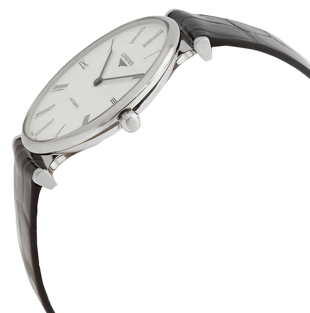 Longines La Grande Classique Automatic Stainless Steel White Dial Black Leather Strap Mens Watch L4.918.4.11.2