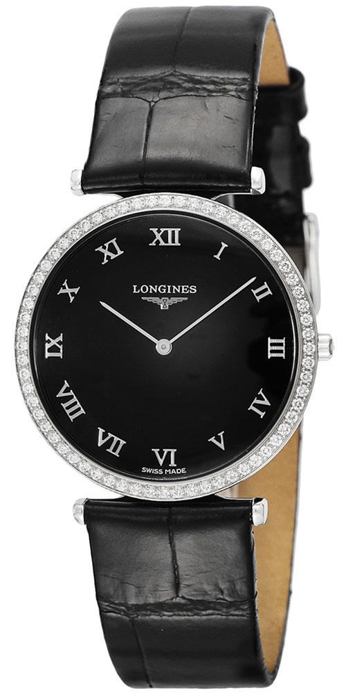 Longines La Grande Classique Black Leather Black Dial Diamonds Women's Watch L4.741.0.51.2