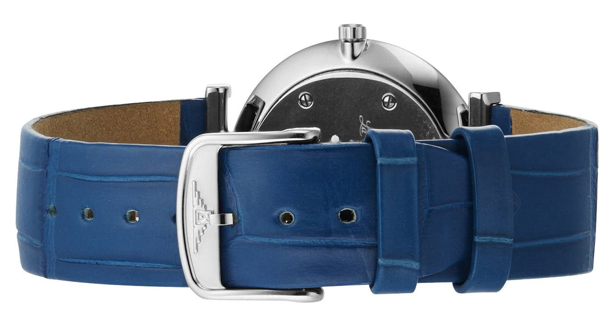 Longines La Grande Classique Monochrome Stainless Steel Blue Dial Blue Leather Strap Diamonds Quartz Womens Watch L4.523.0.90.2