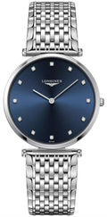 Longines La Grande Classique Stainless Steel Blue Dial Diamonds Quartz Unisex Watch L4.755.4.97.6