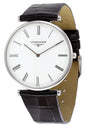 Longines La Grande Classique Stainless Steel White Dial Black Leather Strap Quartz Mens Watch L4.766.4.11.2