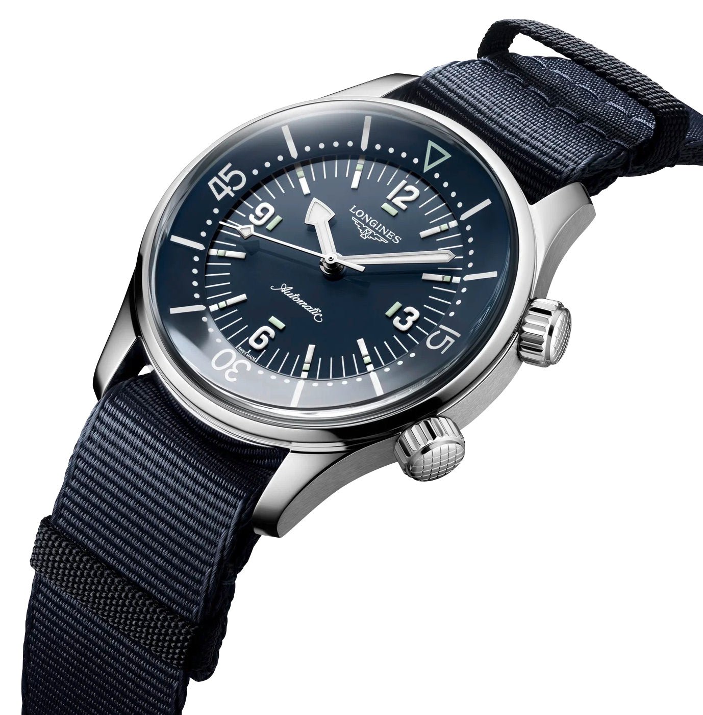 Longines Legend Diver Automatic Stainless Steel Blue Dial Blue NATO Nylon Strap Divers Mens Watch L3.764.4.90.2