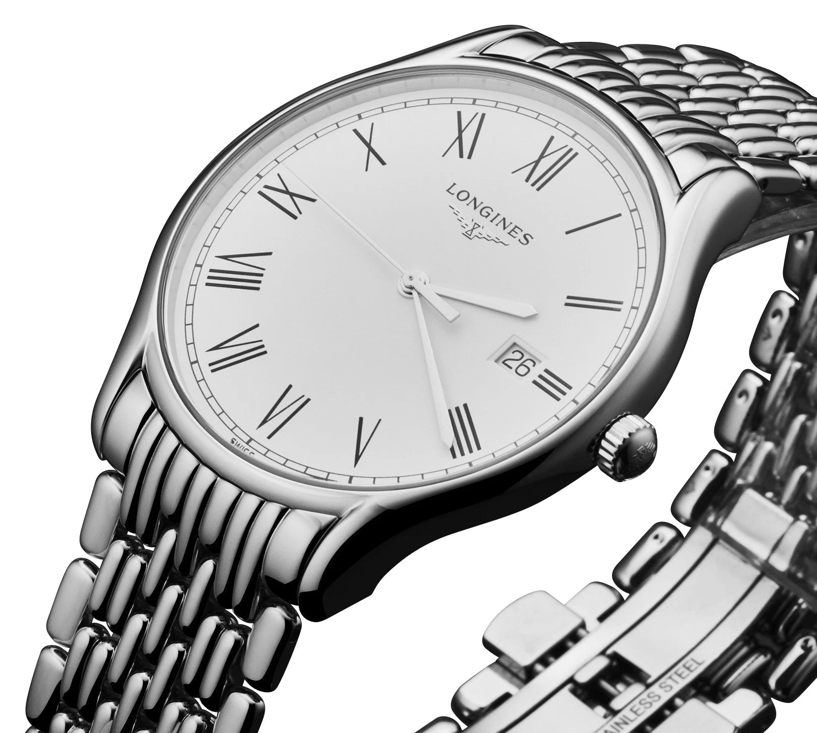 Longines Lyre Stainless Steel White Dial Date Quartz Mens Watch L4.859.4.11.6