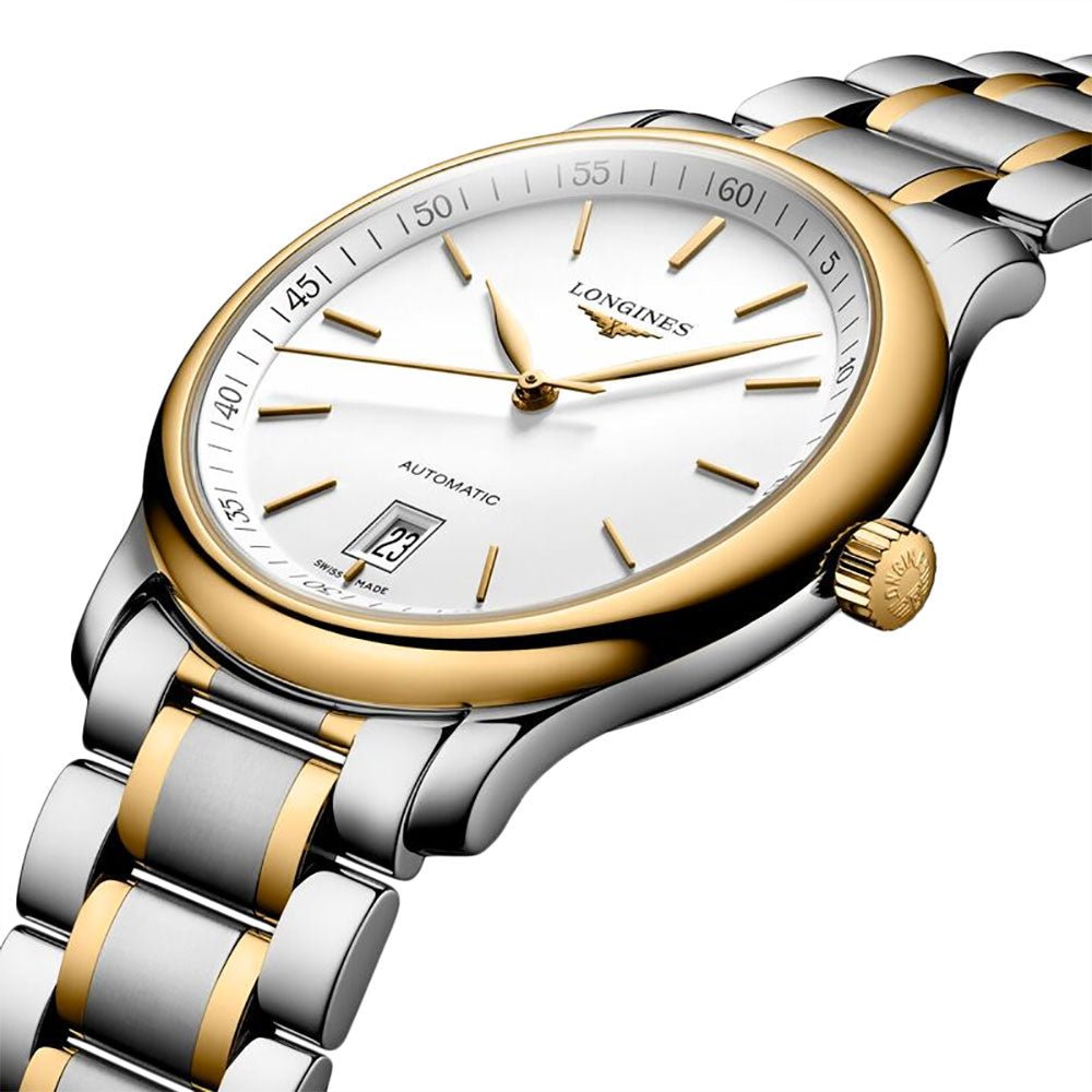 Longines Master Collection Automatic 18k Yellow Gold and Steel White Dial Date Mens Watch L2.628.5.12.7