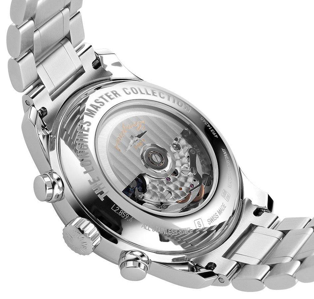 Longines Master Collection Automatic Chronograph Stainless Steel Black Dial Date Mens Watch L2.859.4.51.6