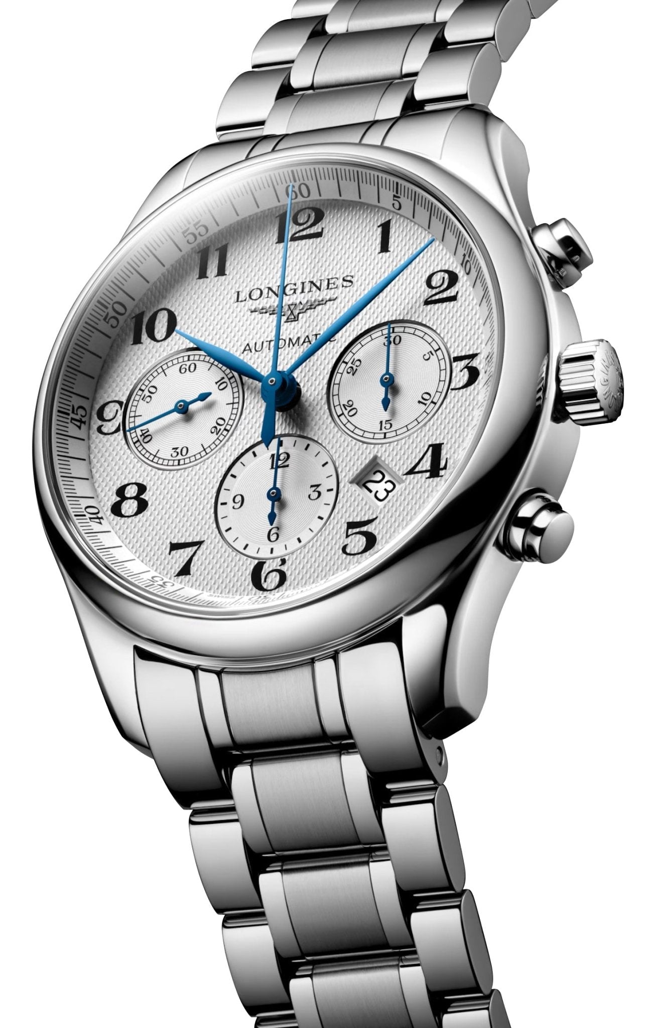 Longines Master Collection Automatic Chronograph Stainless Steel Silver-Tone Dial Date Mens Watch L2.759.4.78.6