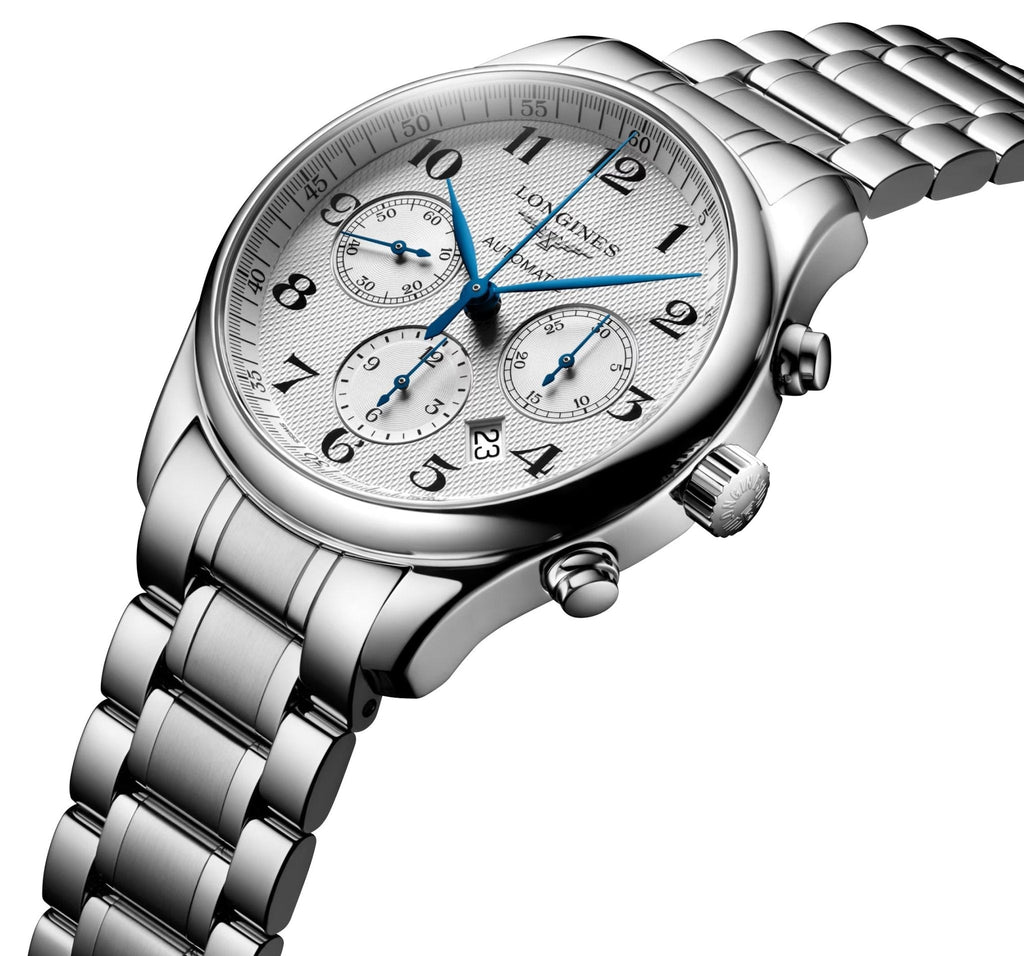 Longines Master Collection Automatic Chronograph Stainless Steel Silver-Tone Dial Date Mens Watch L2.759.4.78.6