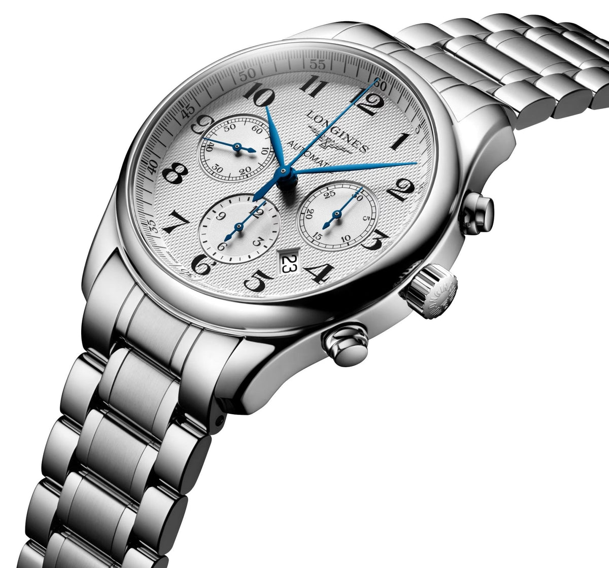 Longines Master Collection Automatic Chronograph Stainless Steel Silver-Tone Dial Date Mens Watch L2.759.4.78.6