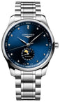 Longines Master Collection Automatic Moonphase Date Blue Dial Diamonds Stainless Steel Men's Watch L2.919.4.97.6