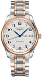 Longines Master Collection Automatic Stainless Steel and Rose Gold Silver Dial Day-Date Mens Watch L2.755.5.79.7
