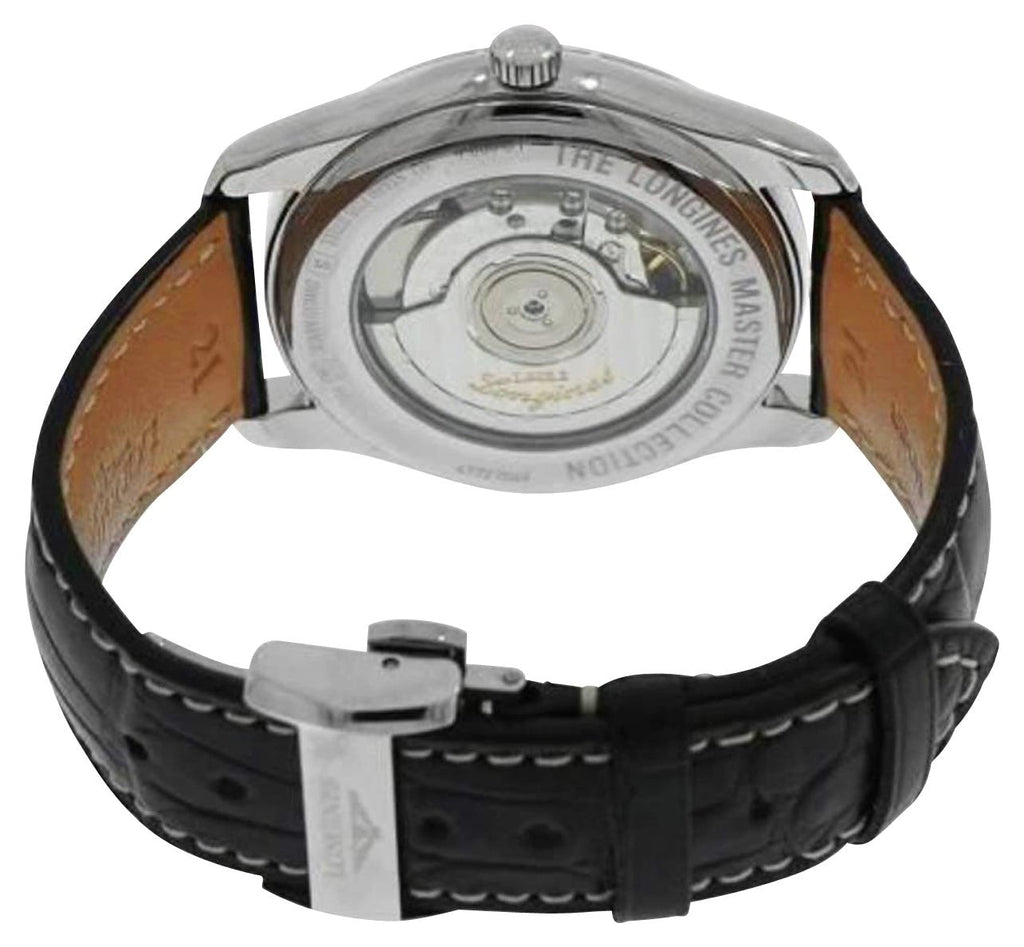 Longines Master Collection Automatic Stainless Steel Black Dial Black Leather Strap Date Power Reserve Mens Watch L2.908.4.51.7