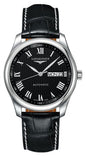 Longines Master Collection Automatic Stainless Steel Black Dial Black Leather Strap Day/Date Mens Watch L2.755.4.51.7