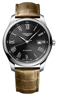 Longines Master Collection Automatic Stainless Steel Black Dial Brown Leather Strap Date Mens Watch L2.893.4.59.2
