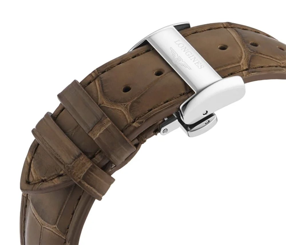 Longines Master Collection Automatic Stainless Steel Black Dial Brown Leather Strap Date Mens Watch L2.893.4.59.2