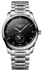 Longines Master Collection Automatic Stainless Steel Black Dial Moonphase Date Diamonds Mens Watch L2.909.4.57.6