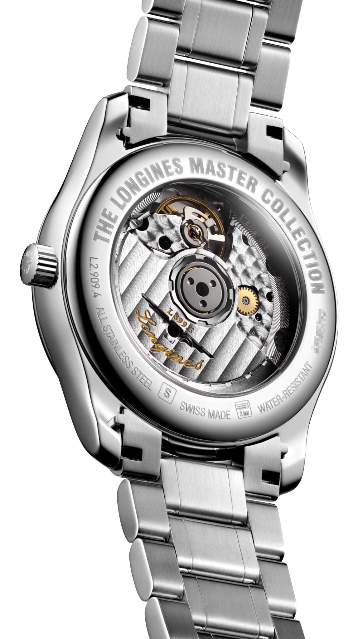 Longines Master Collection Automatic Stainless Steel Black Dial Moonphase Date Diamonds Mens Watch L2.909.4.57.6