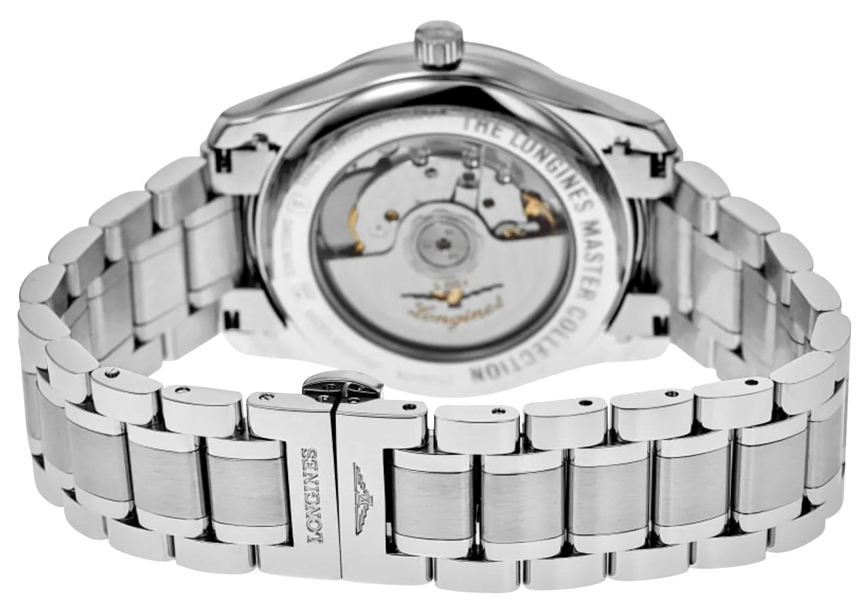 Longines Master Collection Automatic Stainless Steel Black Dial Moonphase Date Diamonds Mens Watch L2.909.4.57.6