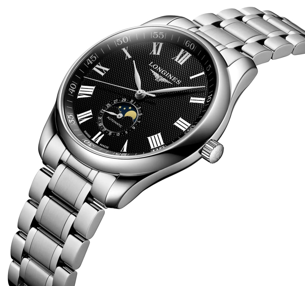 Longines Master Collection Automatic Stainless Steel Black Dial Moonphase Date Mens Watch L2.919.4.51.6