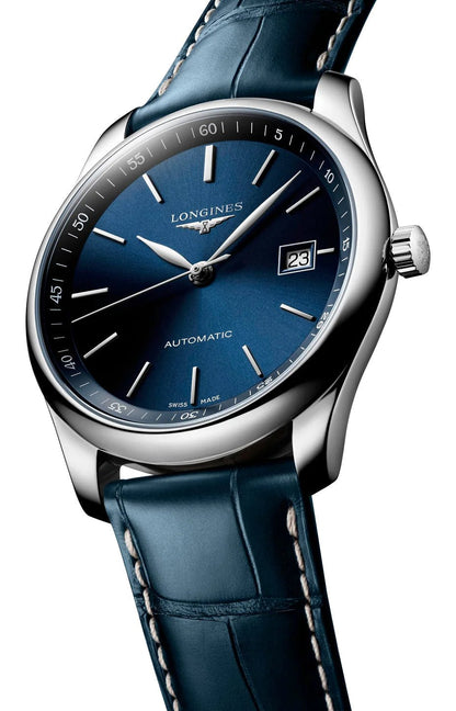 Longines Master Collection Automatic Stainless Steel Blue Dial Blue Leather Strap Date Mens Watch L2.793.4.92.0