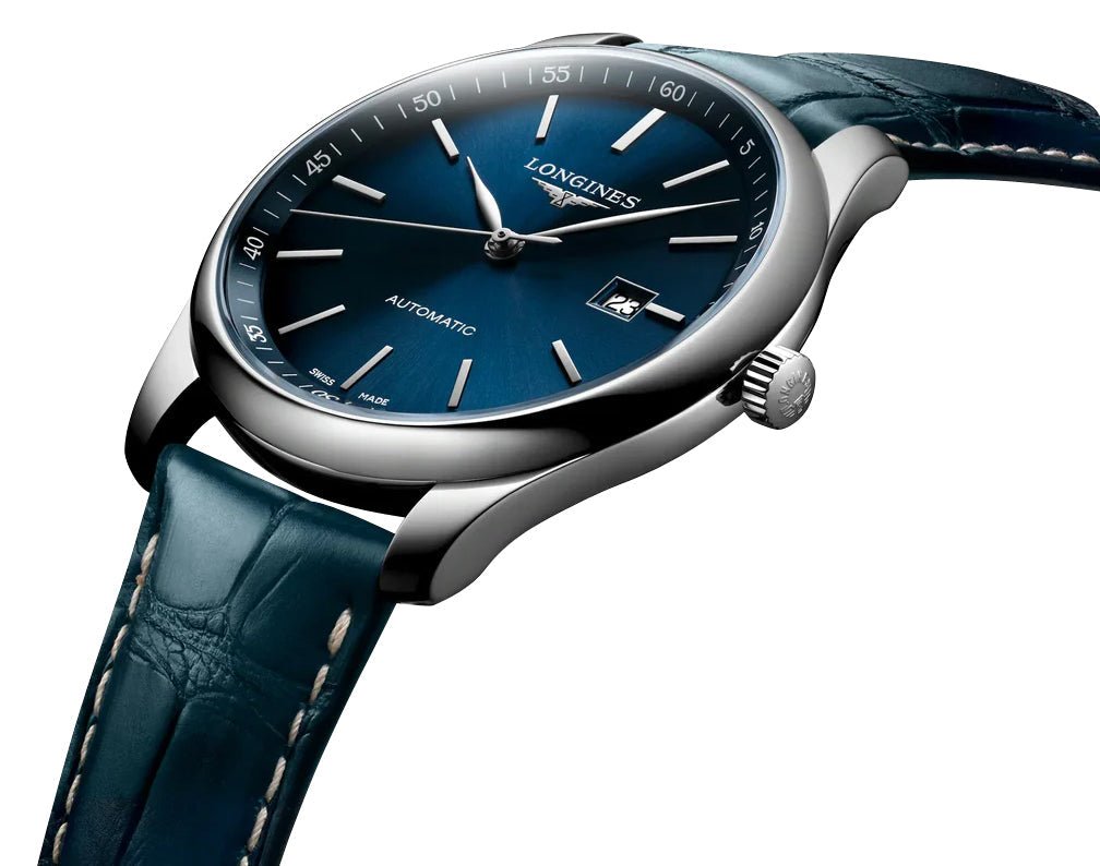 Longines Master Collection Automatic Stainless Steel Blue Dial Blue Leather Strap Date Mens Watch L2.793.4.92.0