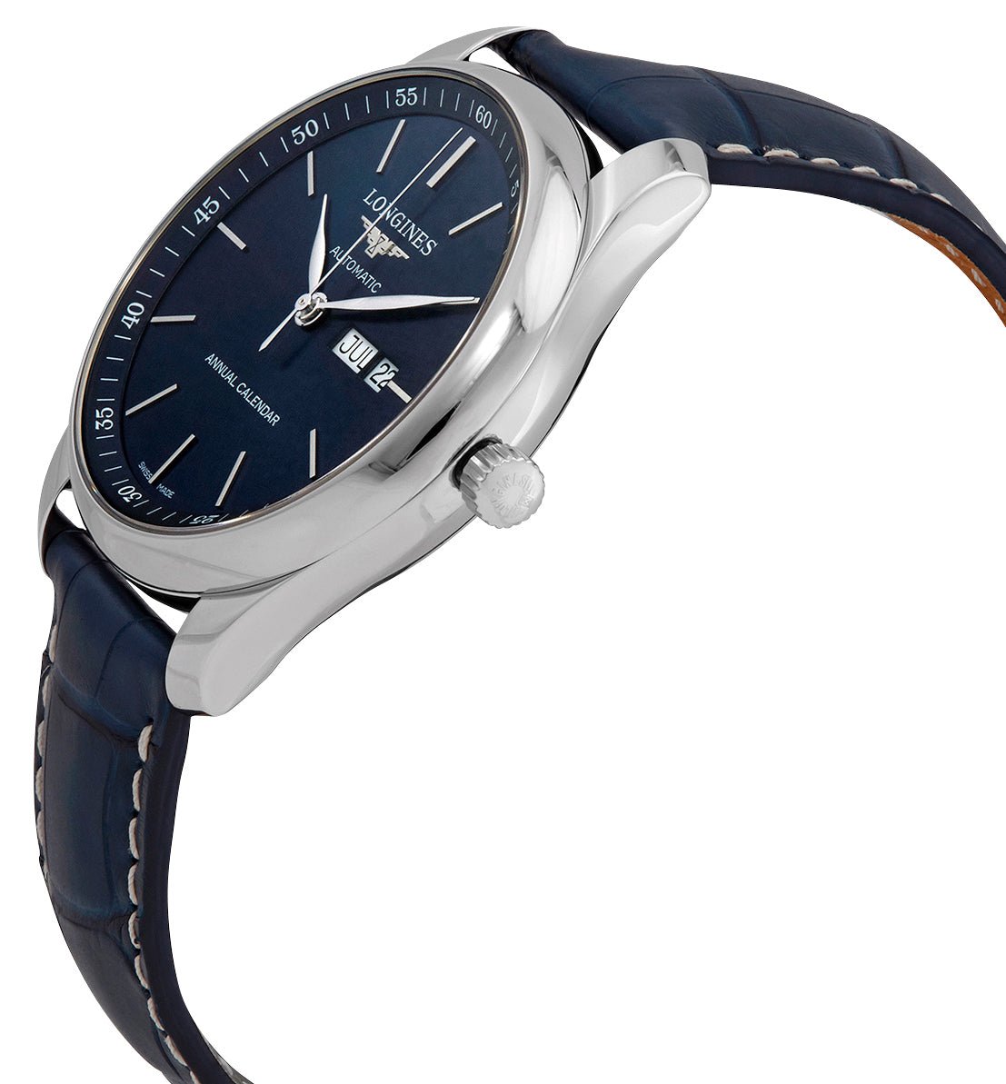 Longines Master Collection Automatic Stainless Steel Blue Dial Blue Leather Strap Date/Month Mens Watch L2.920.4.92.0