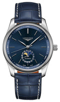 Longines Master Collection Automatic Stainless Steel Blue Dial Blue Leather Strap Moonphase Date Mens Watch L2.909.4.92.0
