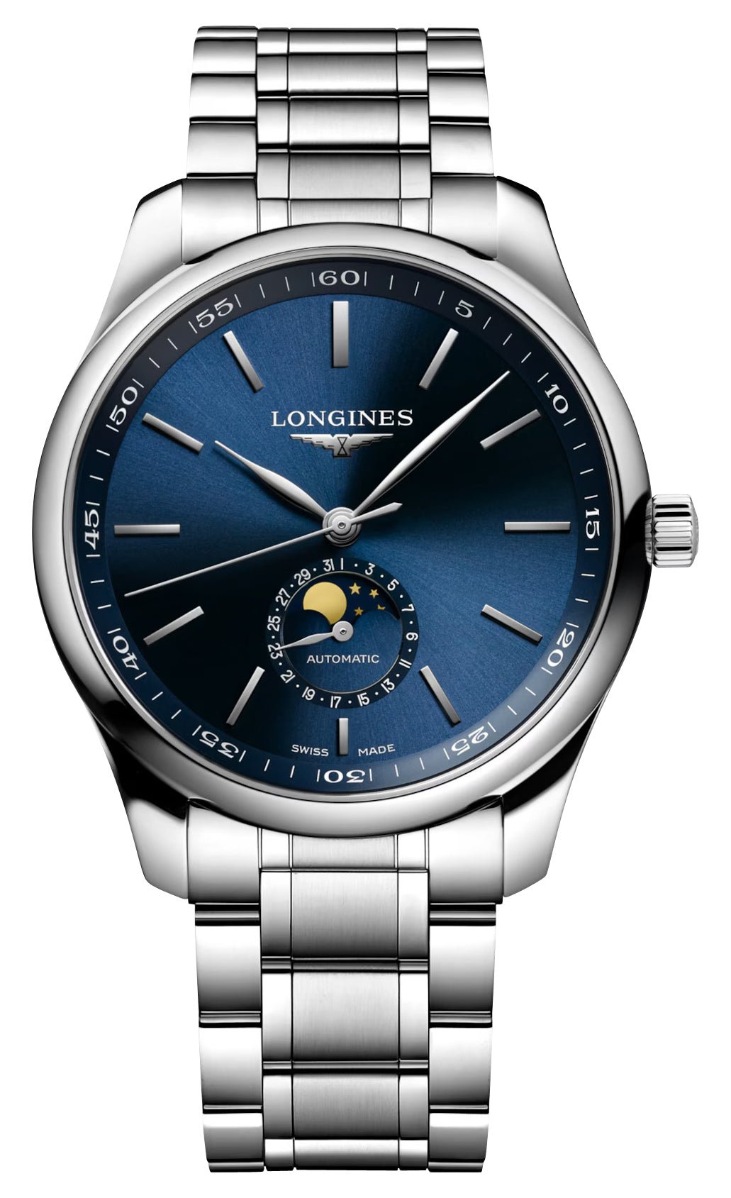 Longines Master Collection Automatic Stainless Steel Blue Dial Moonphase Date Mens Watch L2.919.4.92.6