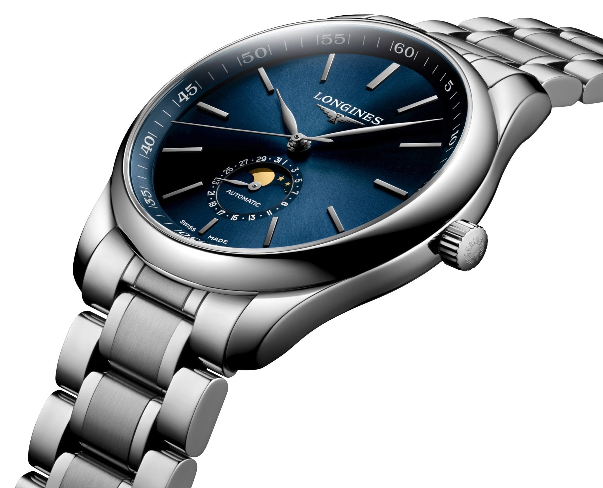 Longines Master Collection Automatic Stainless Steel Blue Dial Moonphase Date Mens Watch L2.919.4.92.6