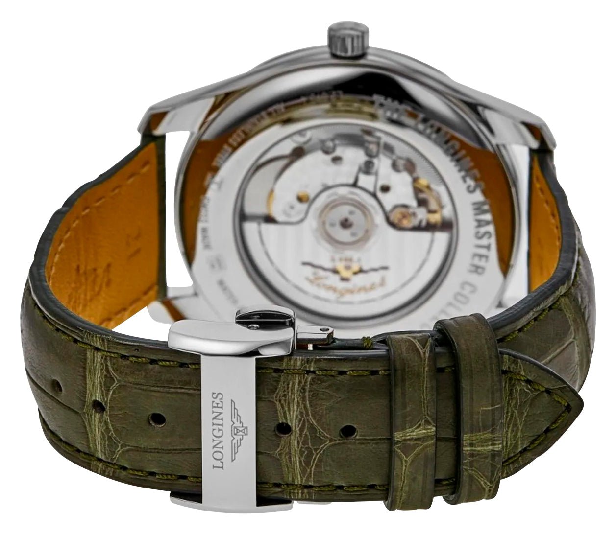 Longines Master Collection Automatic Stainless Steel Green Dial Green Leather Strap Date Mens Watch L2.893.4.09.2
