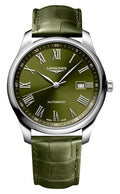 Longines Master Collection Automatic Stainless Steel Green Dial Green Leather Strap Date Mens Watch L2.893.4.09.2