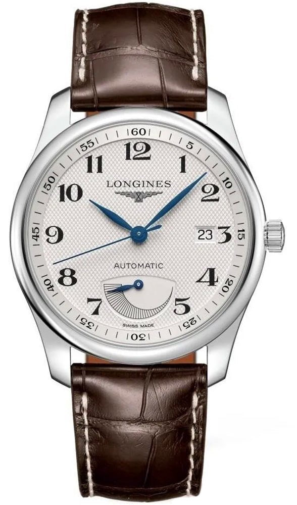 Longines Master Collection Automatic Stainless Steel Silver Dial Brown Leather Strap Date Power Reserve Mens Watch L2.908.4.78.3