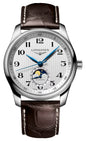 Longines Master Collection Automatic Stainless Steel Silver-Tone Dial Brown Leather Strap Moonphase Date Mens Watch L2.909.4.78.3