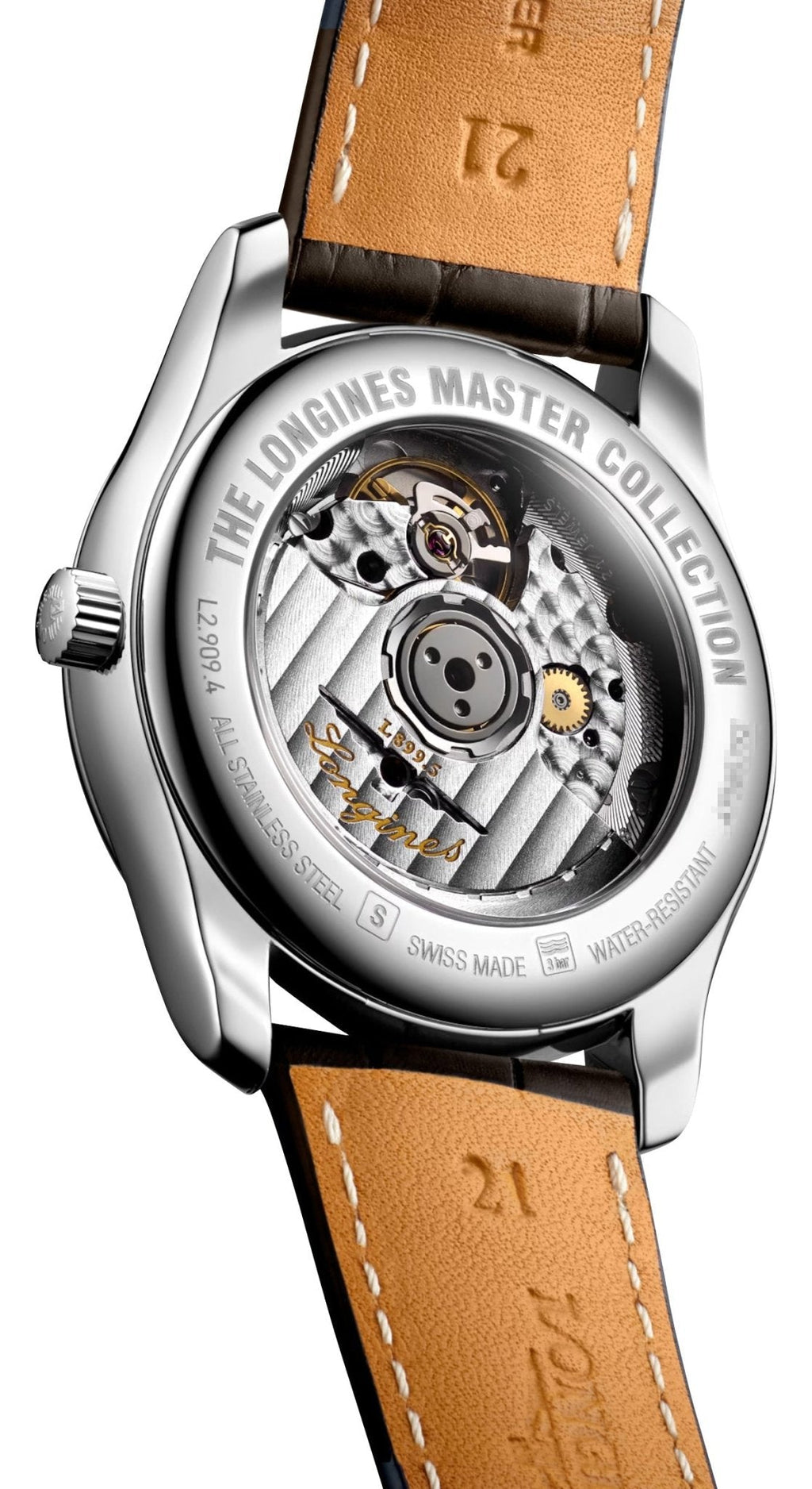 Longines Master Collection Automatic Stainless Steel Silver-Tone Dial Brown Leather Strap Moonphase Date Mens Watch L2.909.4.78.3