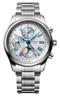 Longines Master Collection Complications Automatic Chronograph Stainless Steel Silver Dial Day/Date Month Moonphase Mens Watch L2.773.4.71.6