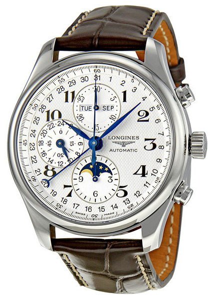 Longines Master Complications Automatic Chronograph Moonphase Stainless Steel Mens Watch L2.773.4.78.3