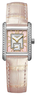 Longines Mini DolceVita Stainless Steel Pink Dial Pink Leather Strap Diamonds Quartz Womens Watch L5.200.0.99.2