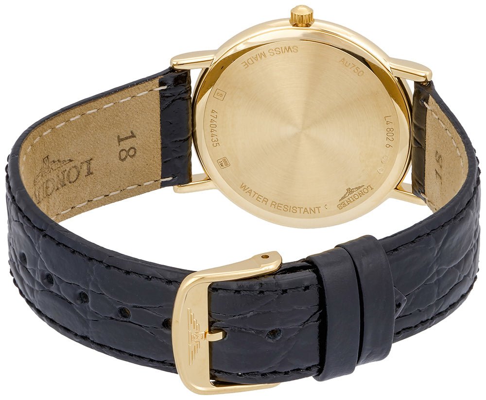 Longines Presence 18kt Solid Gold Mens Strap Luxury Swiss Quartz Watch L4.802.6.32.2