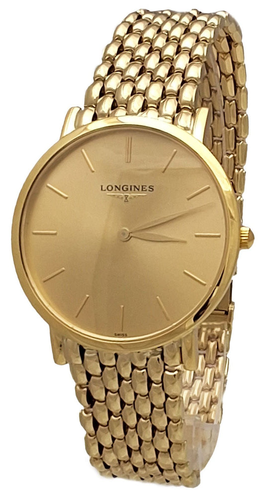 Longines Presence Yellow Gold Quartz Gold Tone Dial Mens Watch L48246322