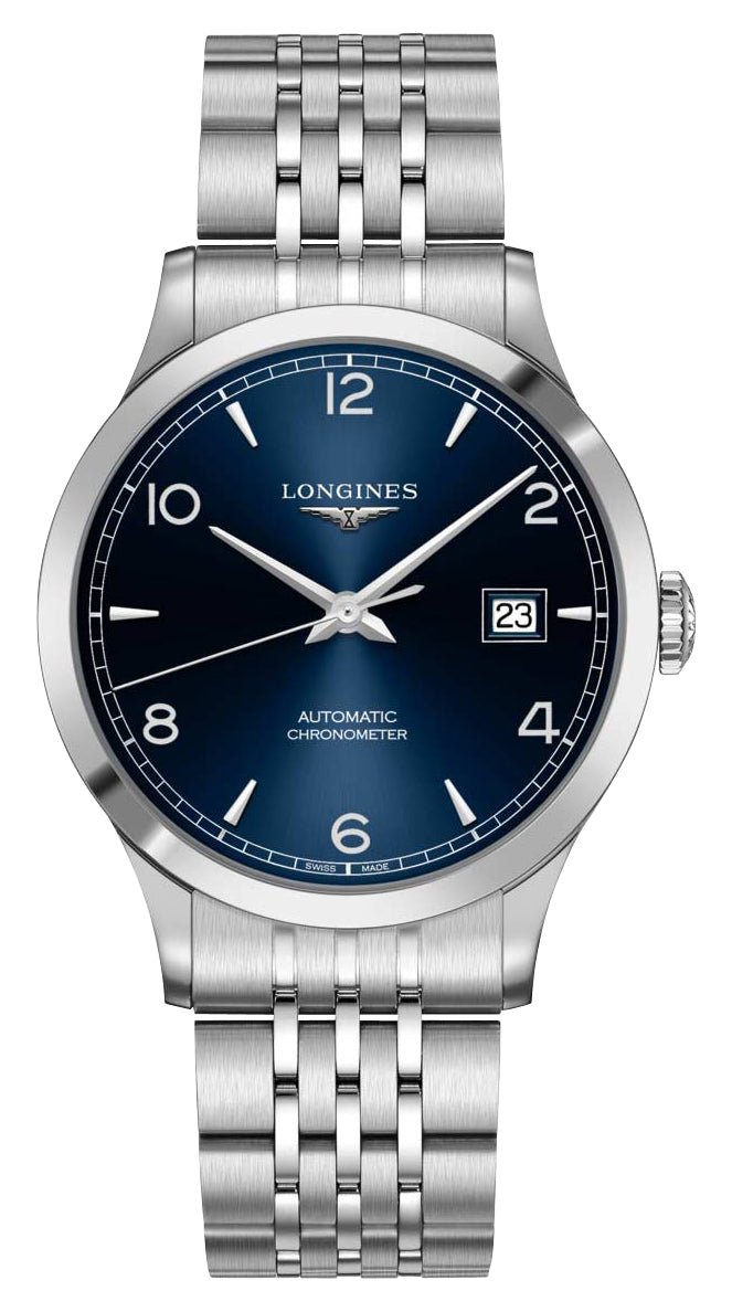 Longines Record Automatic Stainless Steel Blue Dial Date Mens Watch L2.821.4.96.6