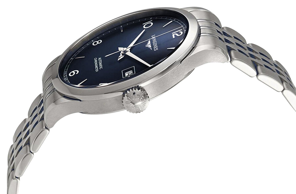 Longines Record Automatic Stainless Steel Blue Dial Date Mens Watch L2.821.4.96.6