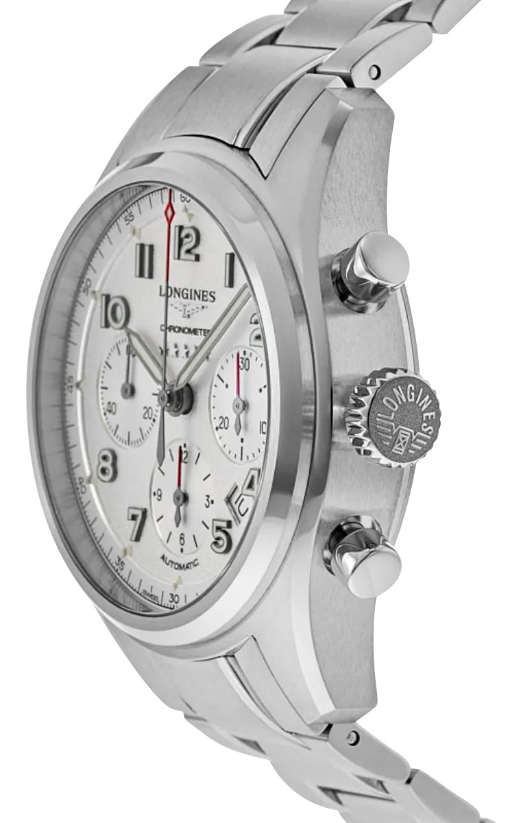 Longines Spirit Automatic COSC Chronograph Stainless Steel Silver Dial Date Mens Watch L3.820.4.73.6