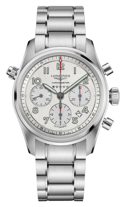Longines Spirit Automatic COSC Chronograph Stainless Steel Silver Dial Date Mens Watch L3.820.4.73.6