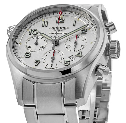 Longines Spirit Automatic COSC Chronograph Stainless Steel Silver Dial Date Mens Watch L3.820.4.73.6