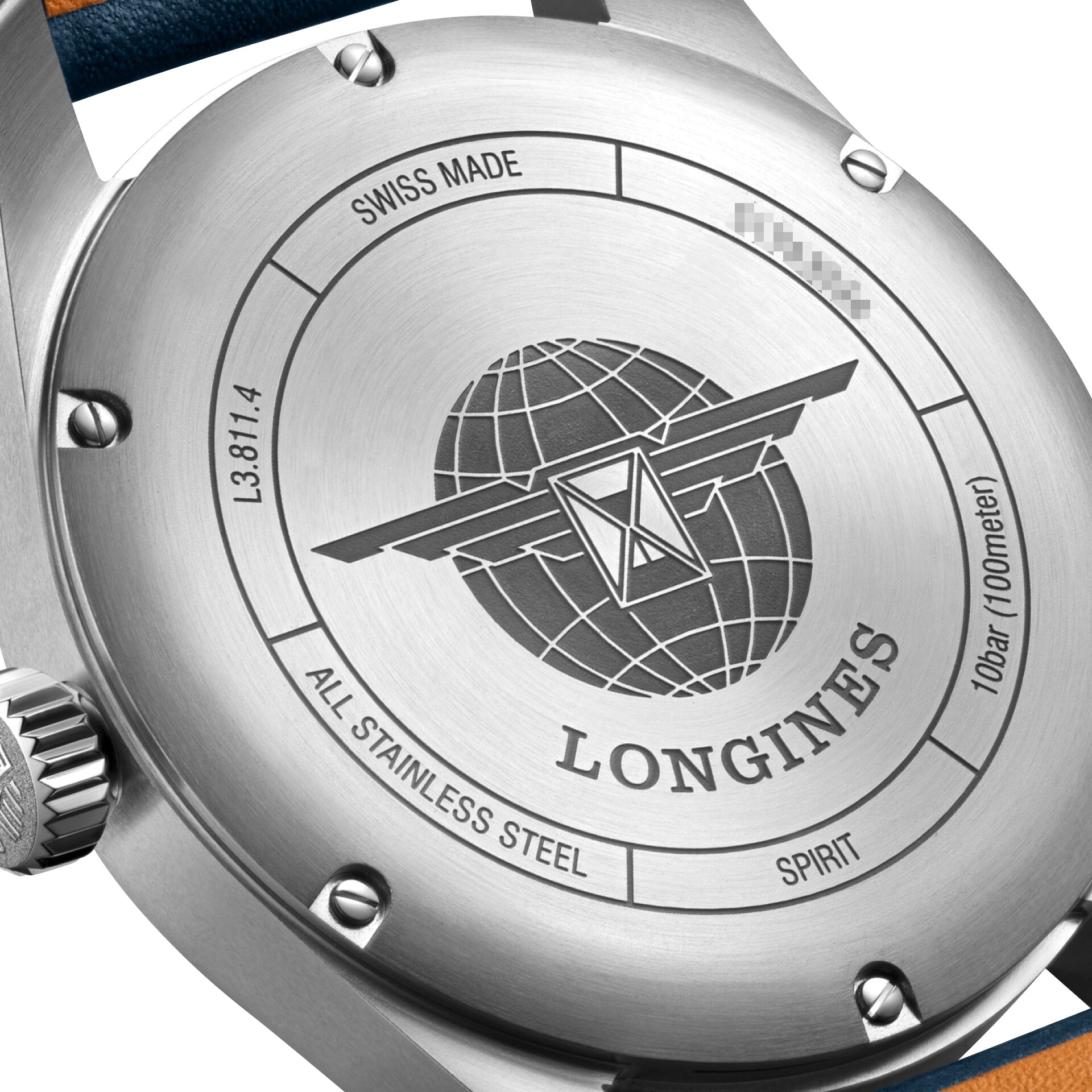 Longines Spirit Automatic COSC Stainless Steel Blue Dial Blue Leather Strap Date Mens Watch L3.811.4.93.0