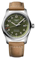 Longines Spirit Automatic COSC Stainless Steel Green Dial Brown Leather Strap Date Mens Watch L3.811.4.03.2