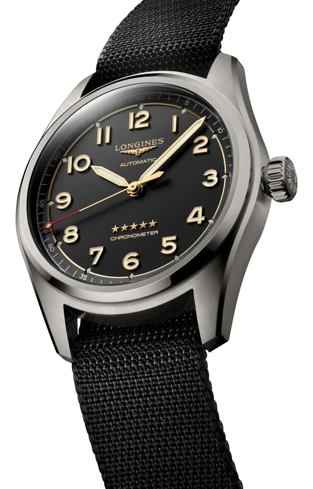 Longines Spirit Automatic COSC Titanium Dark Gray Dial Black Nylon Strap Mens Watch L3.811.1.53.2