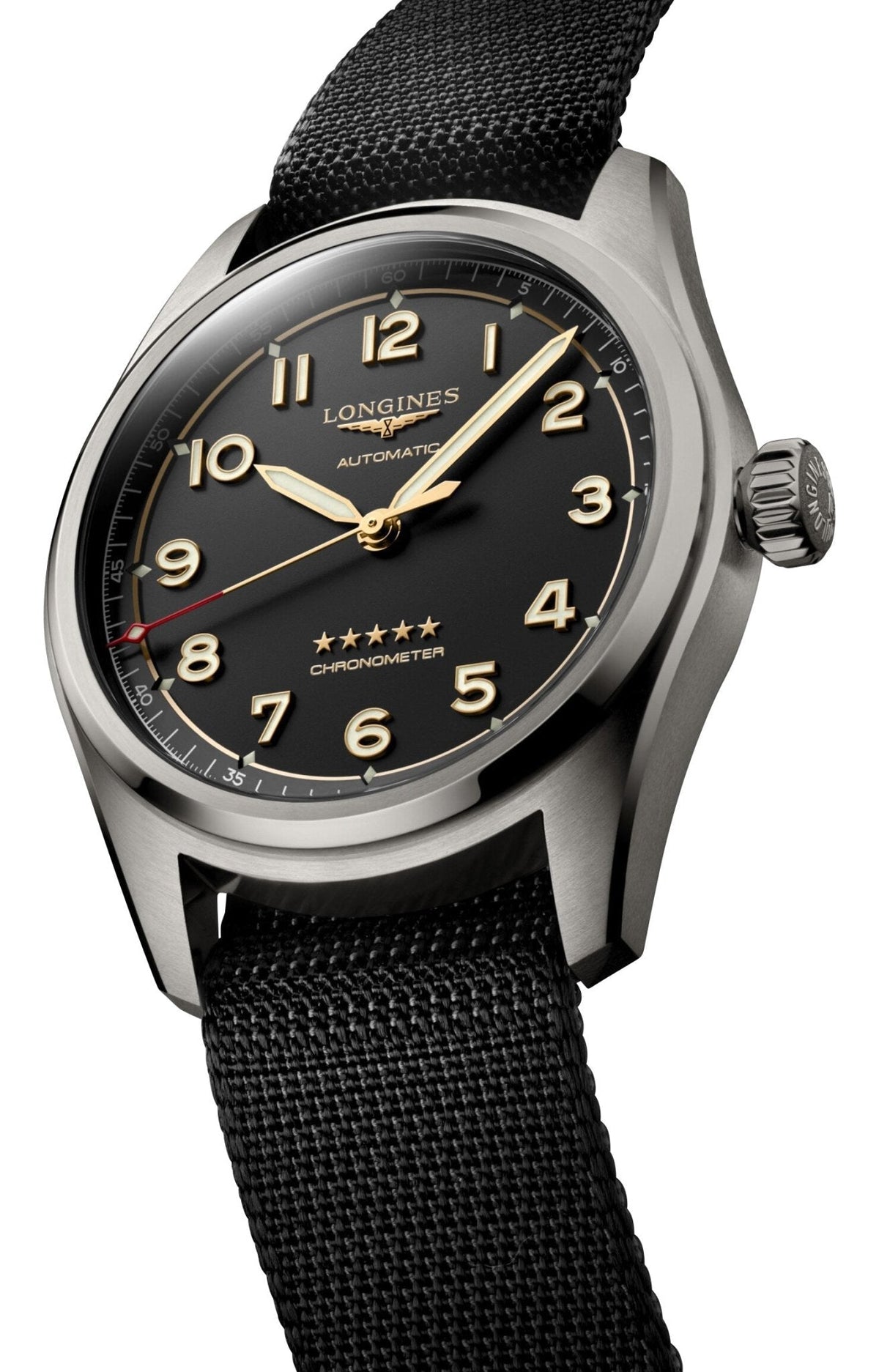 Longines Spirit Automatic COSC Titanium Dark Gray Dial Black Nylon Strap Mens Watch L3.811.1.53.2