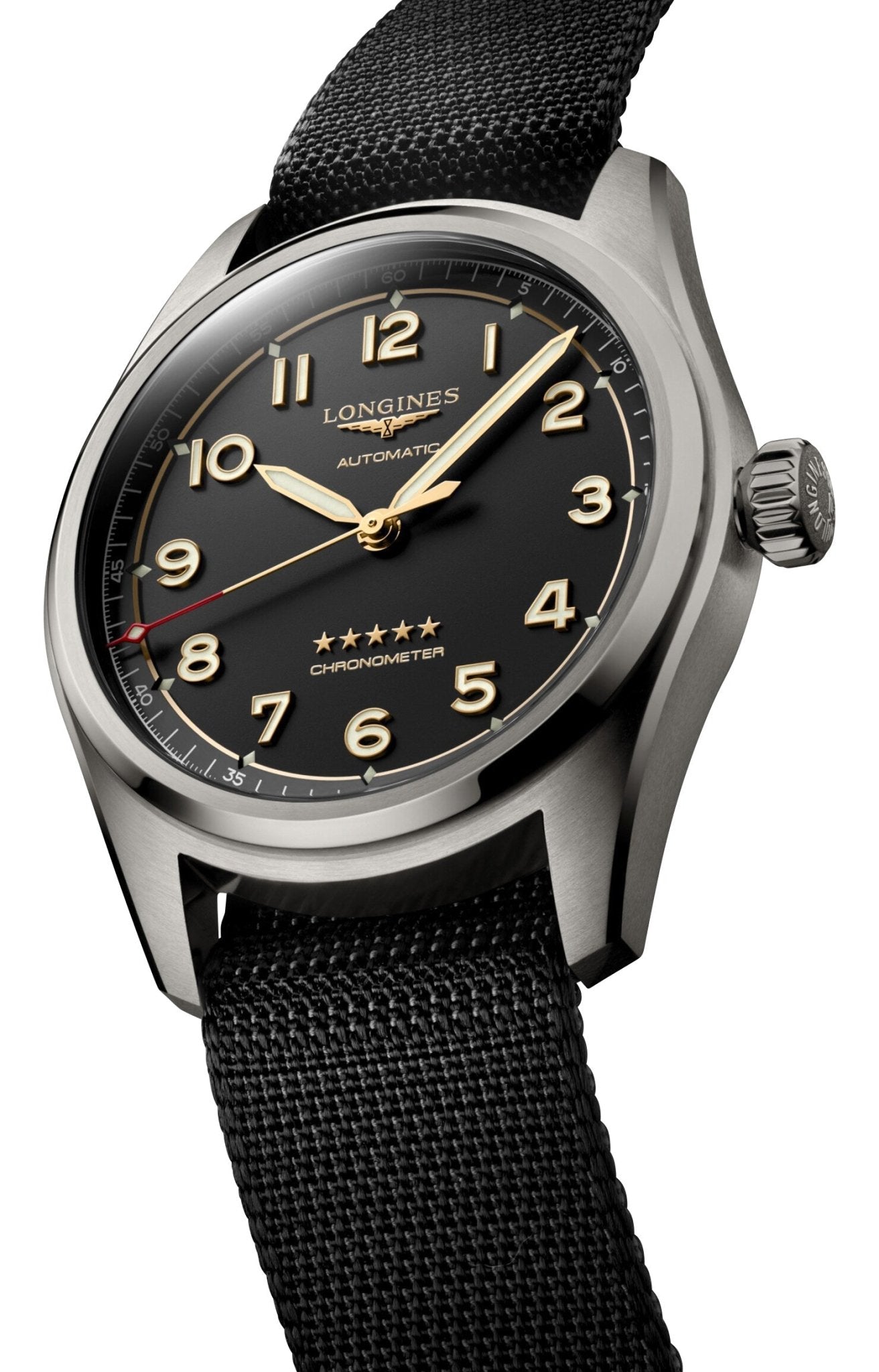 Longines Spirit Automatic COSC Titanium Dark Gray Dial Black Nylon Strap Mens Watch L3.811.1.53.2